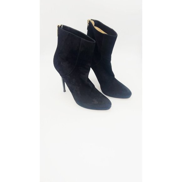 JIMMY CHOO Ankle Boots Black Suede Booties Chic Stiletto Heels Size 39.5 - Picture 4 of 8